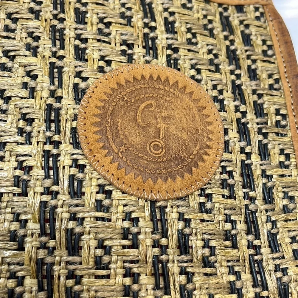 Carlos Falchi Woven Leather and Hemp and Exotic Patchwork of Skins Clutch Bag